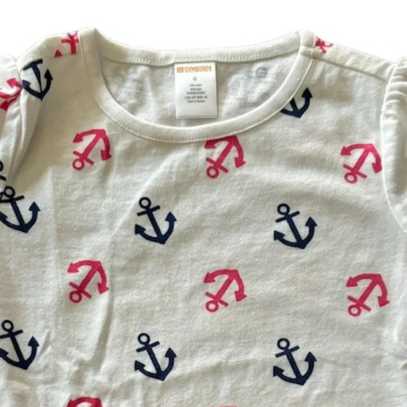 GYMBOREE EUC GIRLS WHITE TOP SHIRT TSHIRT NAUTICAL FALL CASUAL PINK BLUE SZ 6 - Picture 3 of 4